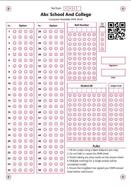 OMR answer sheet with light gray background and multiple rows and columns of black answer bubbles arranged neatly in a grid, resembling a second exam answer sheet page